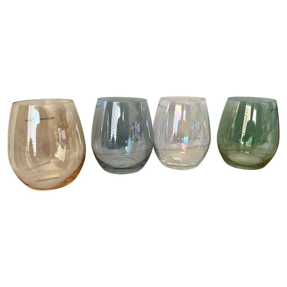 Neiman Marcus Lustre Stemless Wine Glasses Set of 4 Style 20836 NIB